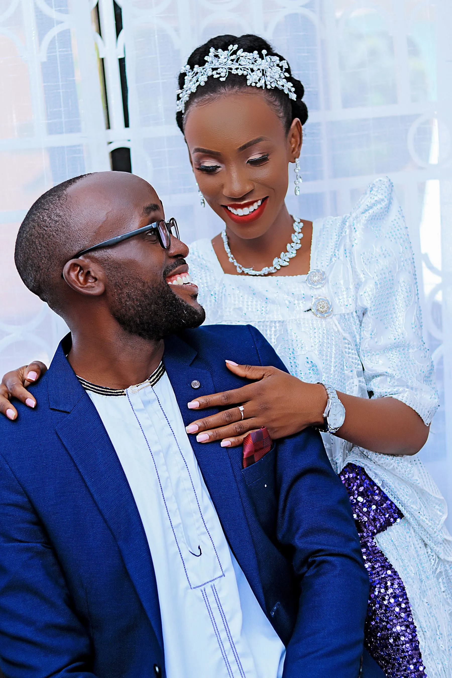 African wedding portrait with joyful colour