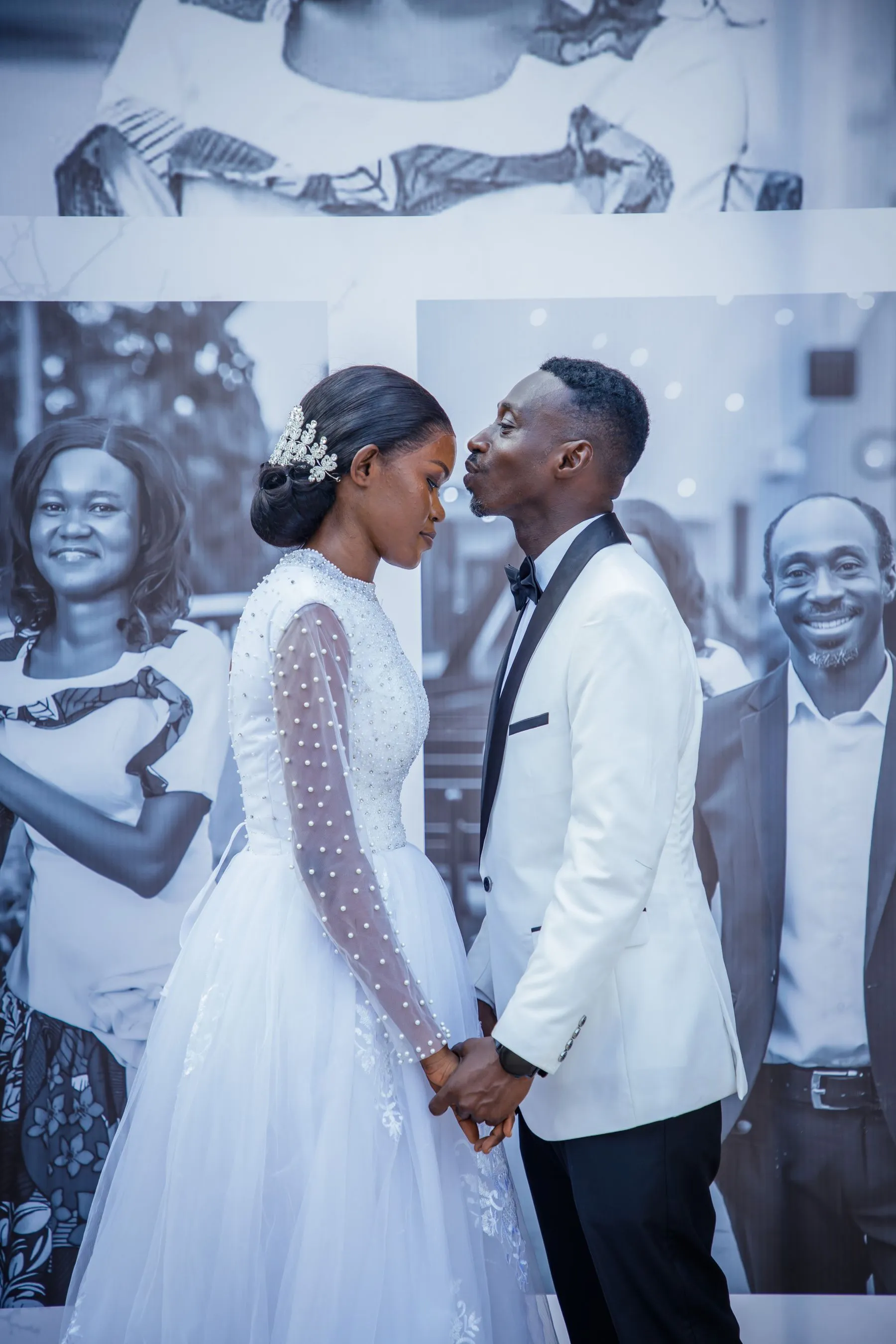 Black-tie wedding portrait with formal styling