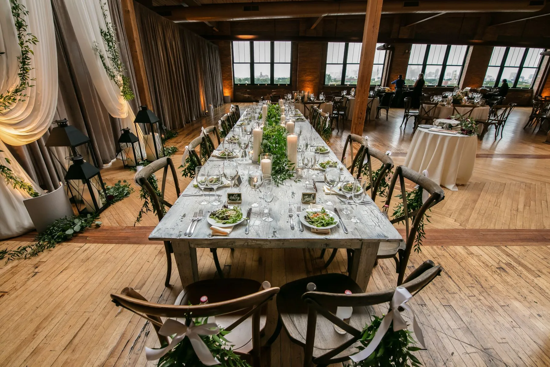 Textured loft tablescape for a private dinner