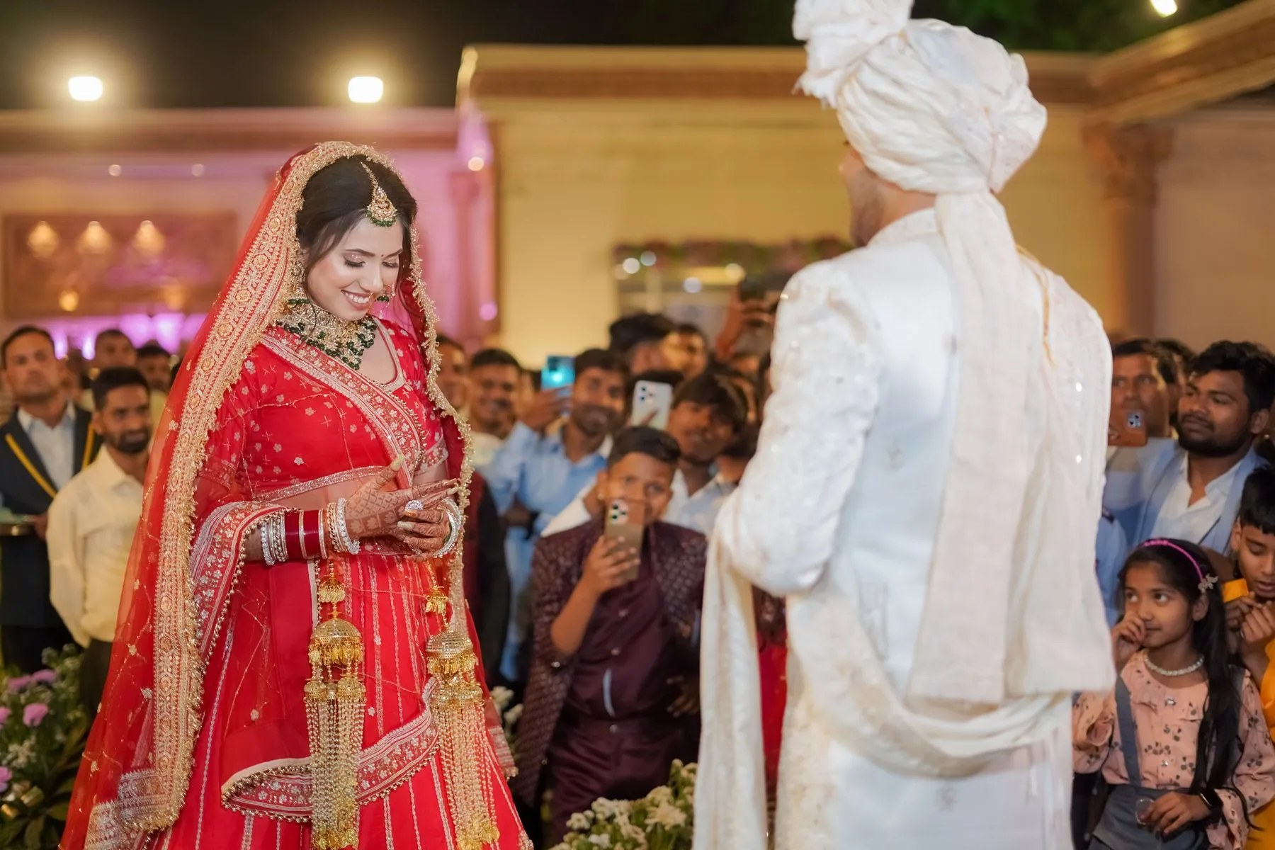 Indian wedding celebration with vibrant dress