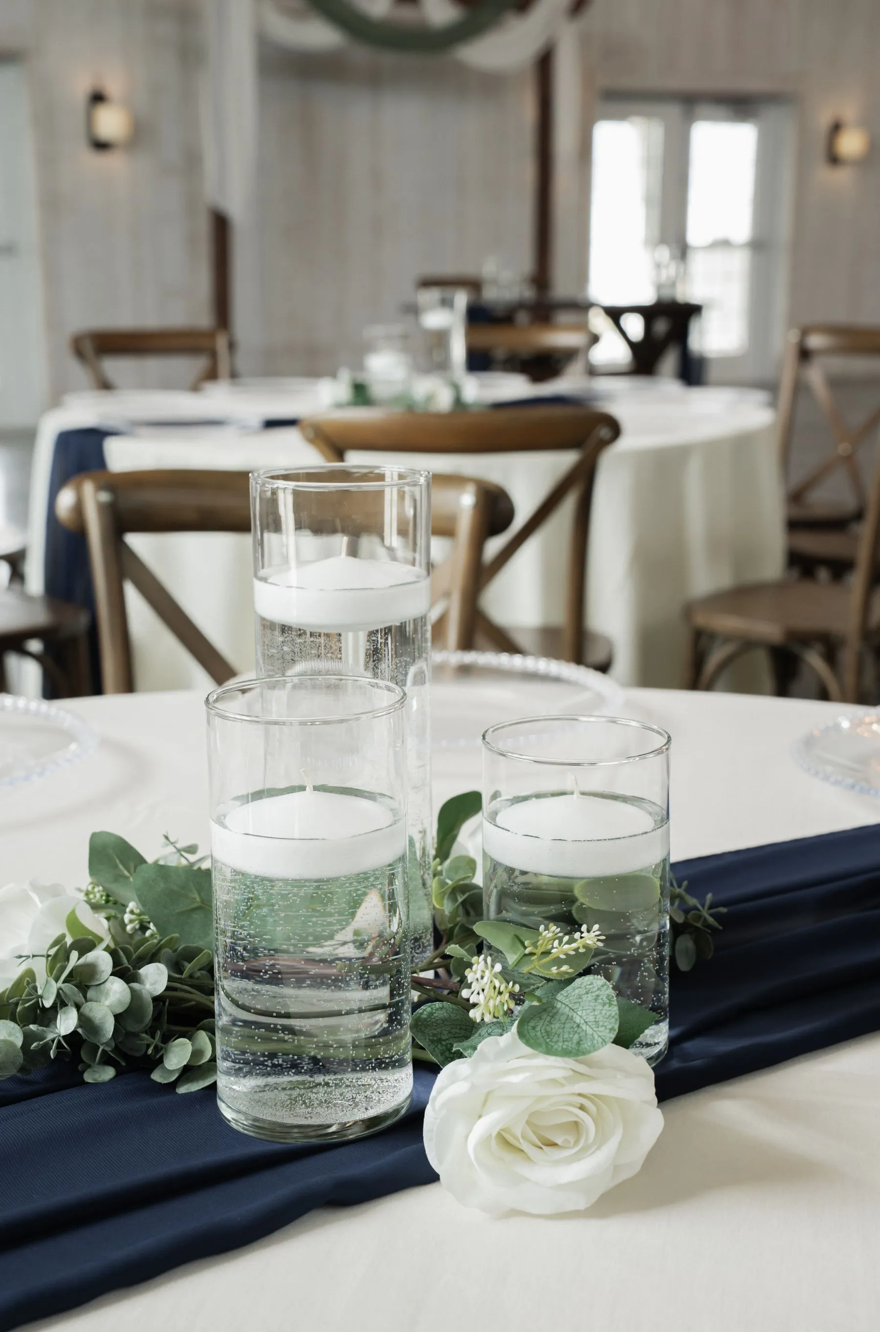 Floating candle centrepiece for an intimate dinner