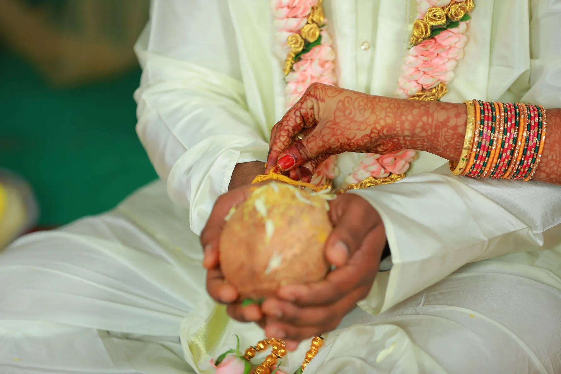 Close view of an Indian wedding ritual