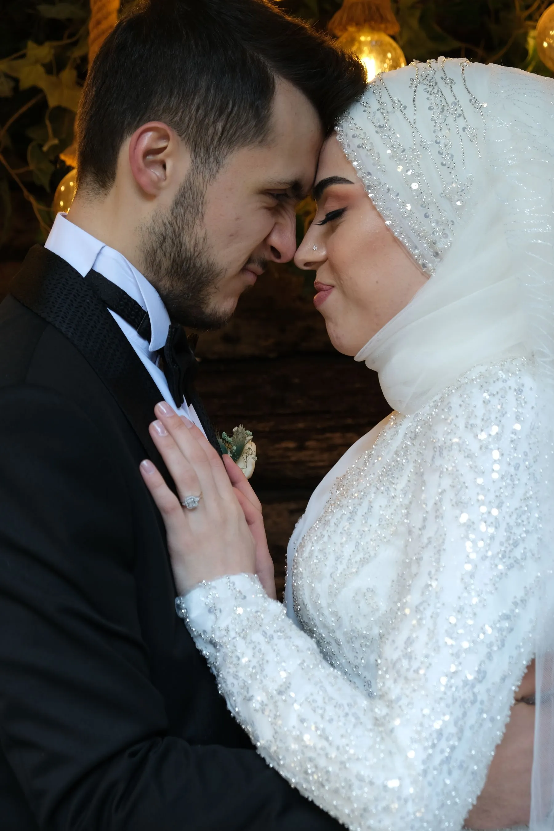 Intimate wedding portrait in soft natural light