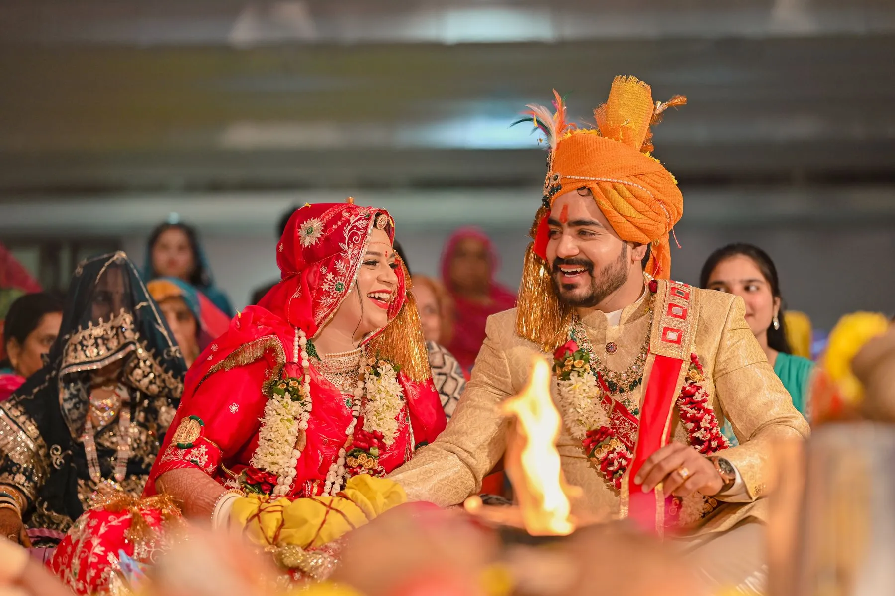 Joyful Indian wedding moment with family