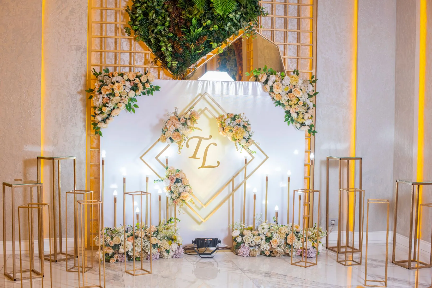 Sculptural orchid installation for a wedding